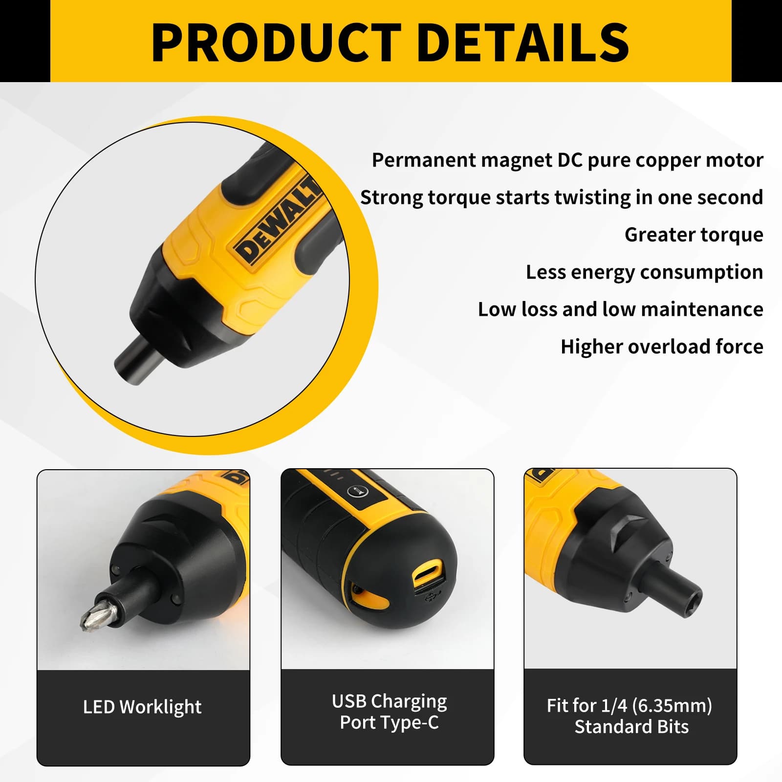 DEWALT Cordless Electric Screwdriver | 3.6V 5N.m Torque | 1/4" Chuck | 1300mAh Li - ion Battery HT422