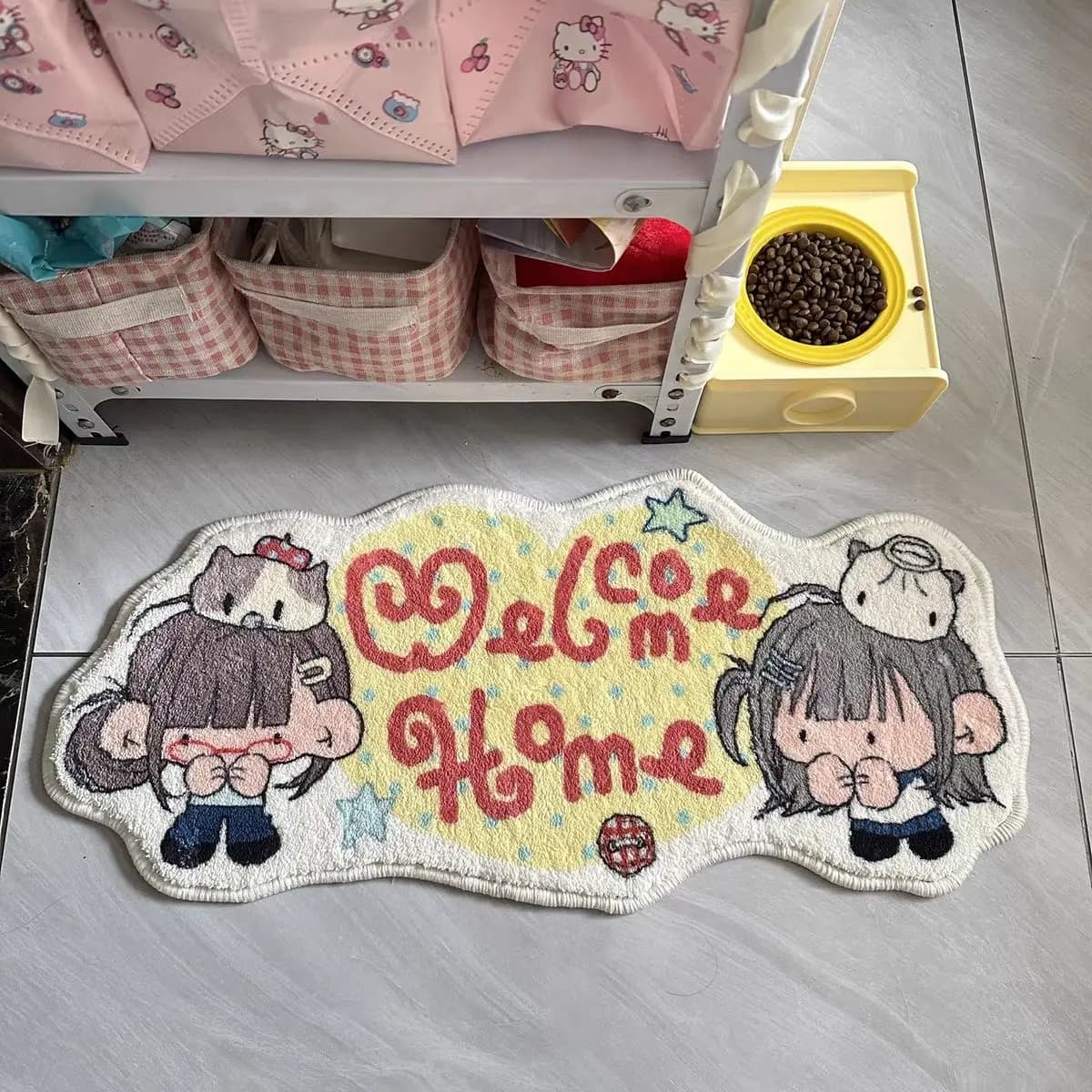 VIKAMA Tappeto simpatico cartone animato, coperta da comodino in peluche per camera da letto da ragazza, coperta da tavolino per soggiorno, decorazione per la casa