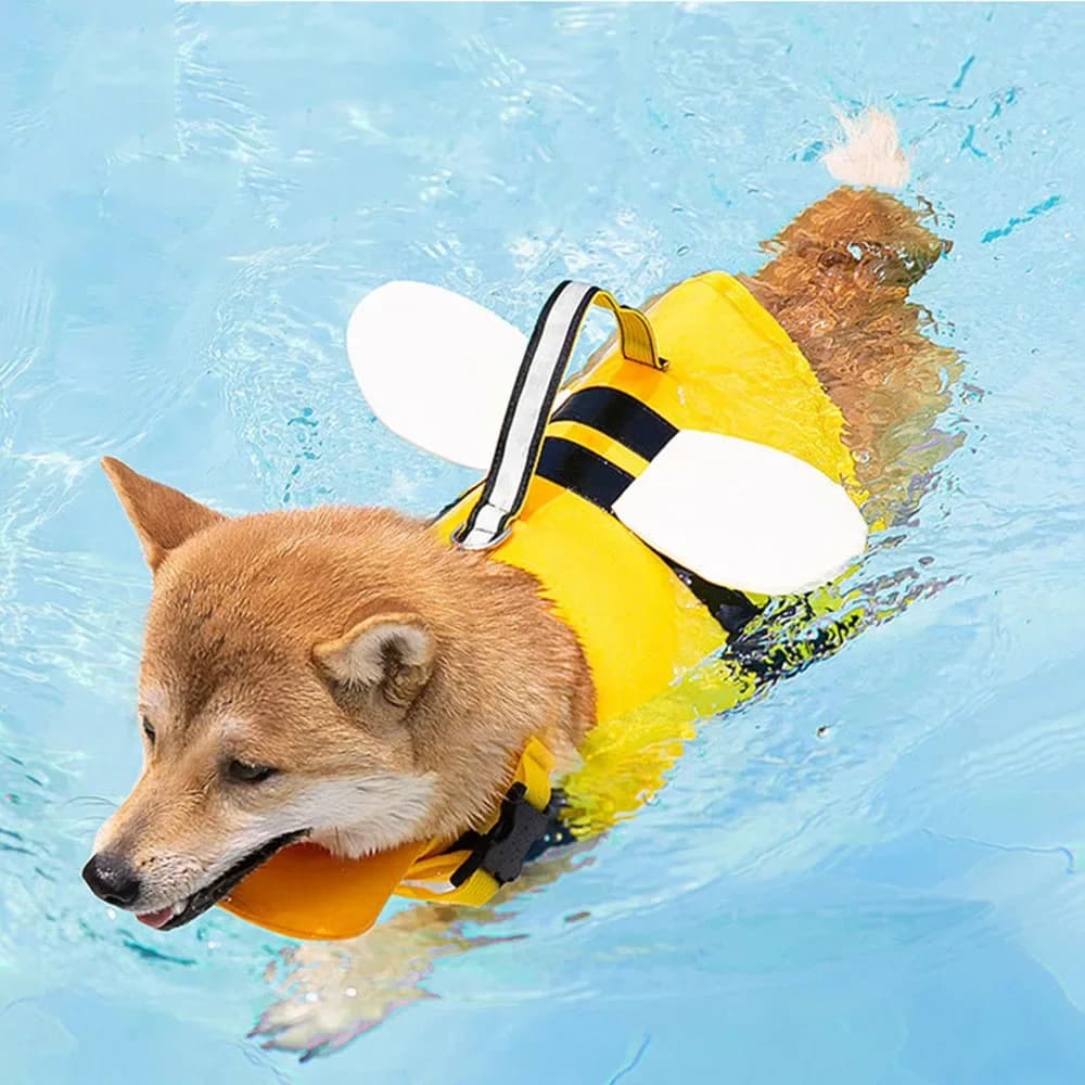 Cute Bee Dog Life Jacket for Chihuahua Yorkie Pet Lift Vest Swim Clothes Swimming Vest Harness Puppy Summer Swimwear for Doggies