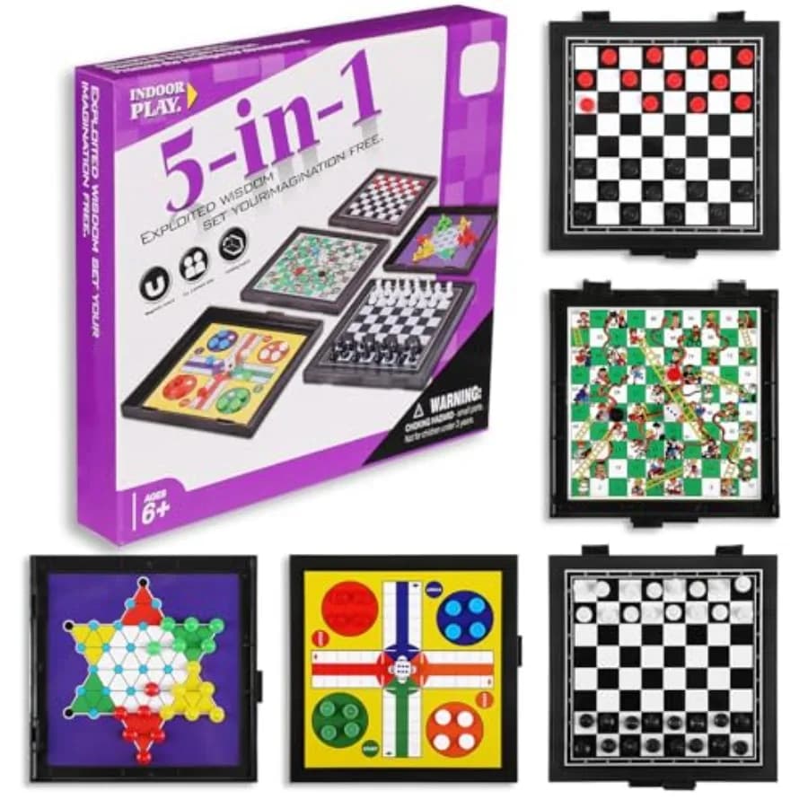 in 1 mall Magnetic Checker Board Game et Travel Game and Flight Trip Eential Magnetic Travel Che Checker for Trip Camping Actit
