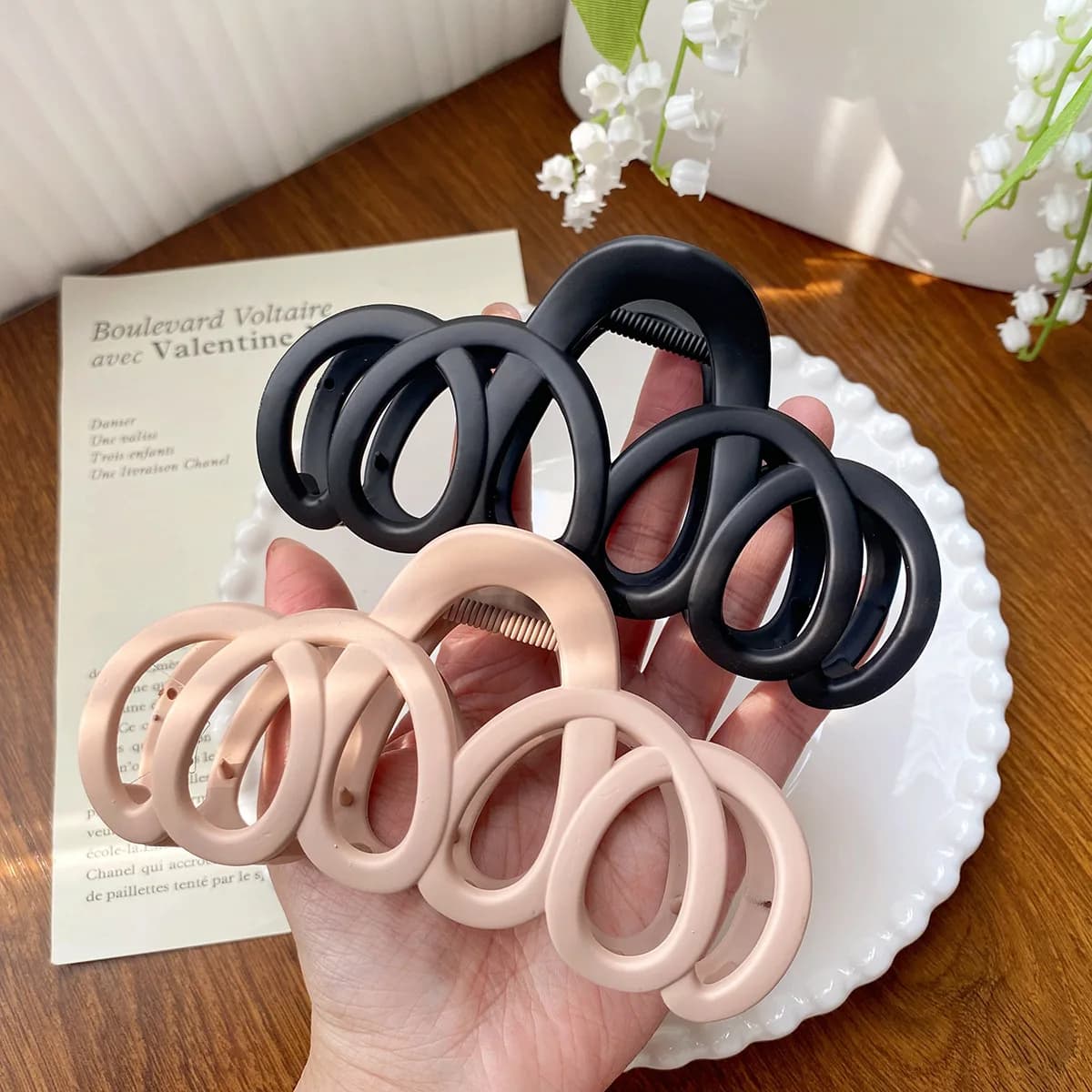 Fermaglio per capelli a fiocco cavo satinato, elegante e solido, per donna, forcina, barretta, fascia per capelli, accessori per capelli semplici in stile coreano
