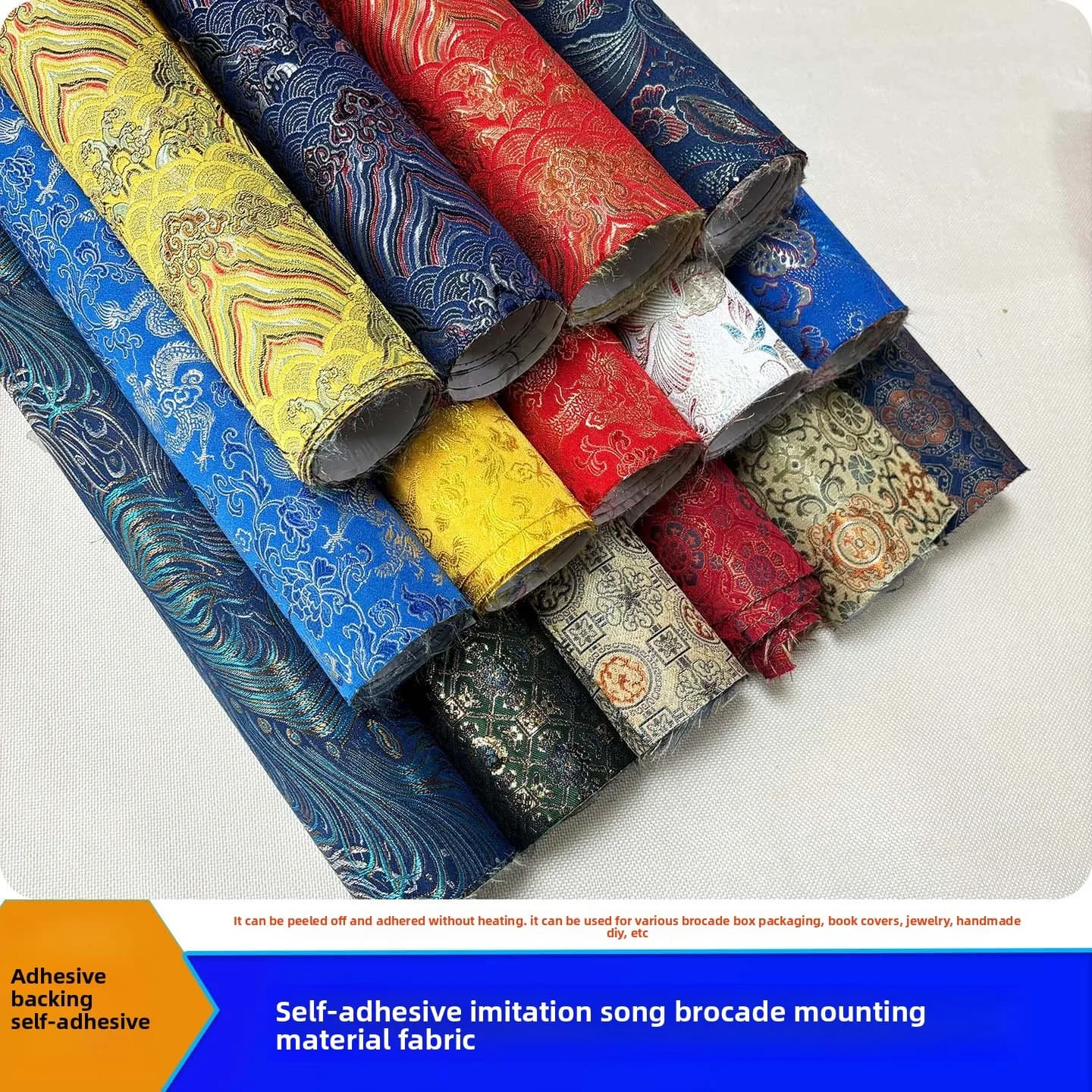 Self-Adhesive Imitation Song Jinzi Painting Embellishment Fabric DIY Cloth Tangka Picture Frame Decoration Sino Style