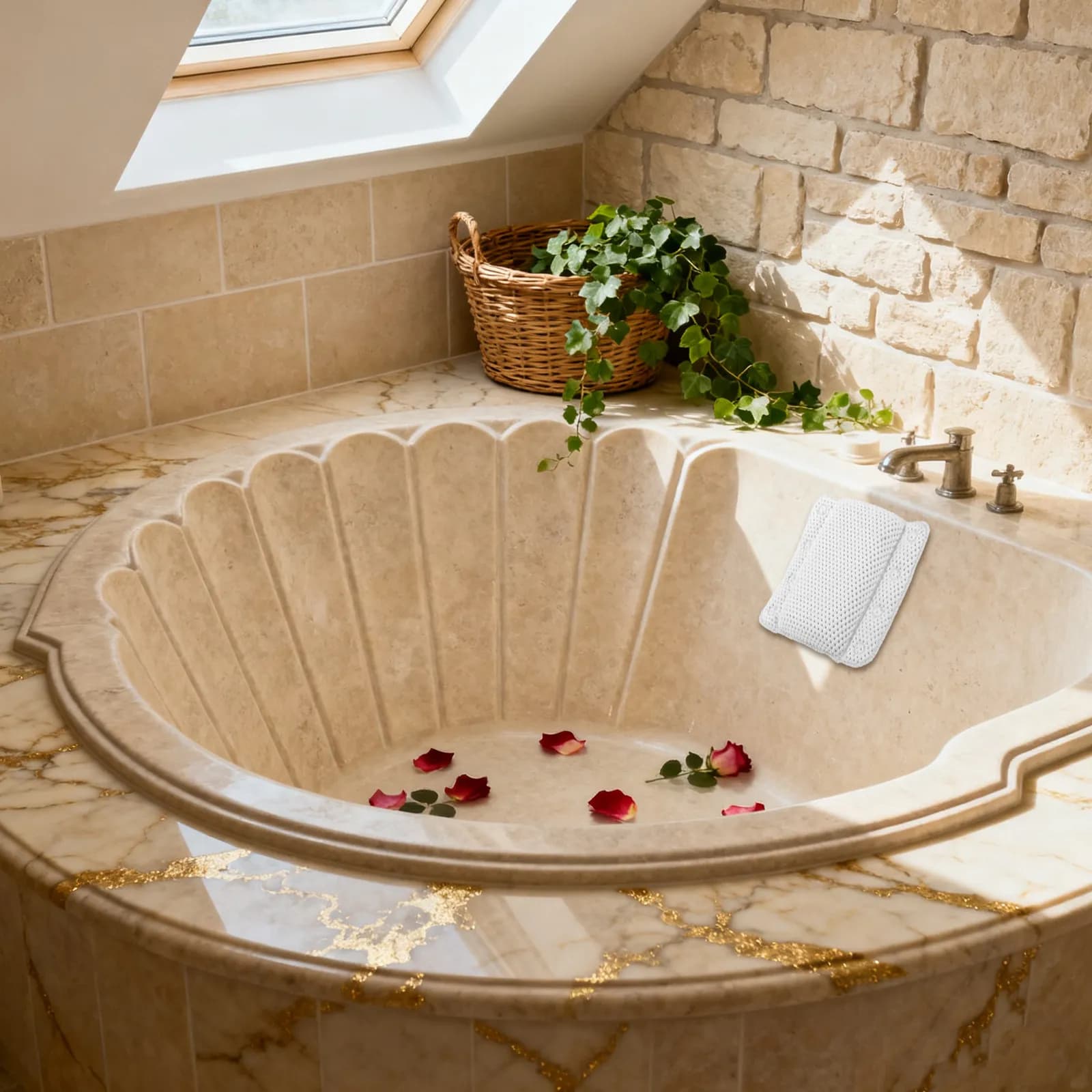 Cuscino da Bagno Ergonomico in Morbida Spugna PVC, Supporto per Collo e Schiena, Antiscivolo con Ventose, Cuscino Spa Ispessito per Vasca