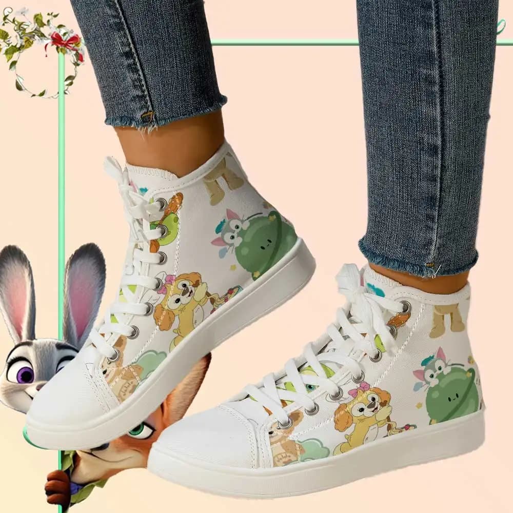 High canvas sneakers Disney Duffy & Friends – Soft and breathable upper, casual shoes with laces for women