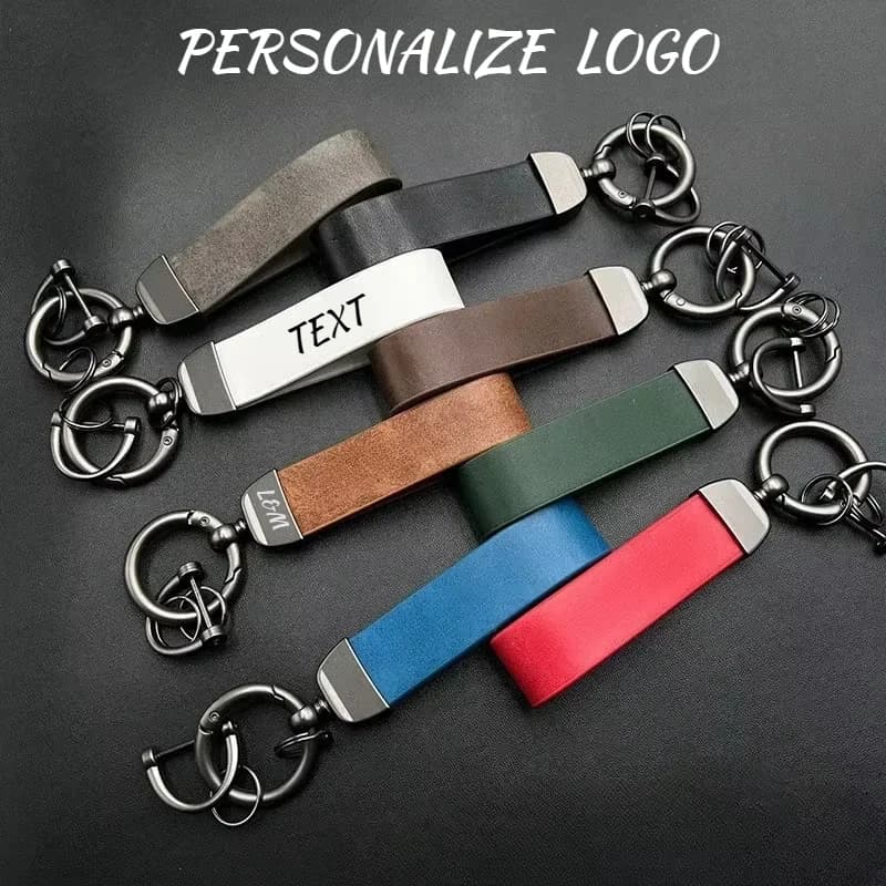 Vintage Discolored Leather Keychain Custom LOGO For men women Laser Engraved Car Key Chains holders Personalize company Keyring