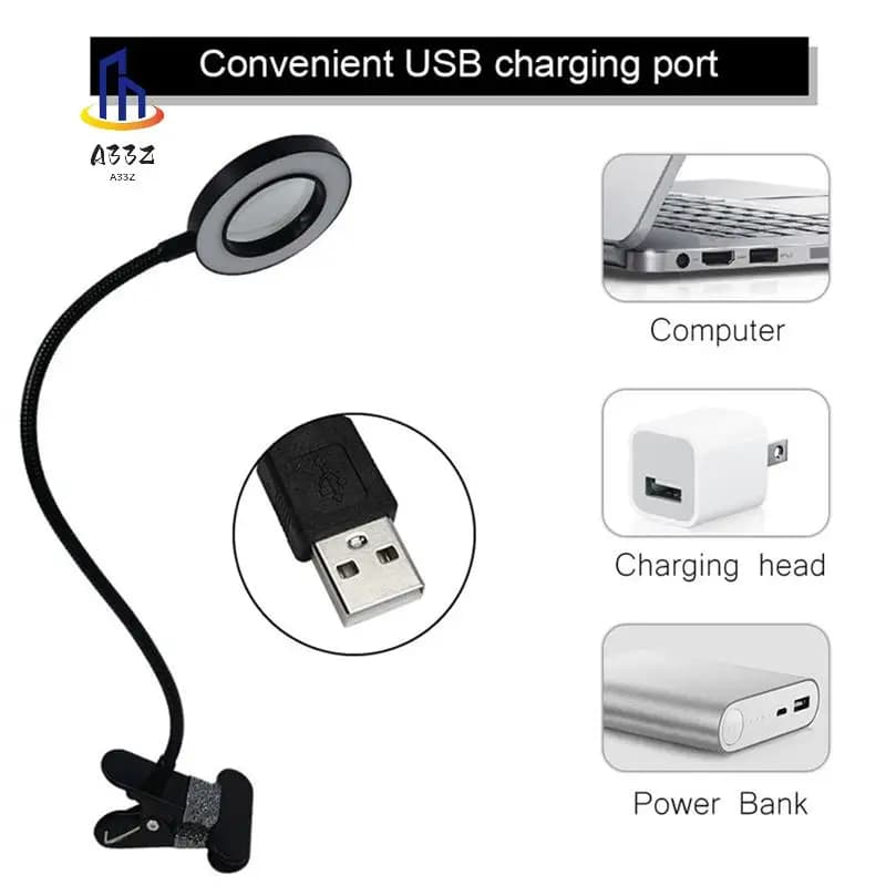 A33Z-Clip-Type Led Magnifying Glass Nail Beauty Light USB Cold Light Led Non-Slip Equipment Clamp Glass Portable Desk Lamp