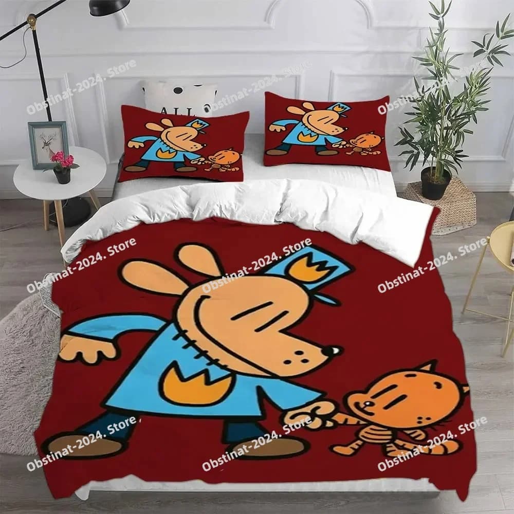 Dog Man Trapunte Federa Set biancheria da letto Set letto stampato Copripiumino Lenzuolo Federa Letto Copripiumino morbido Full Queen King Size