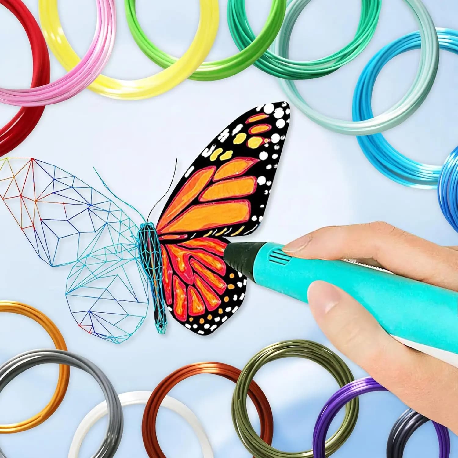 Filamento in PLA PCL da 25M per Penna 3D, Consumabile Colorato Inodore Sicuro, Diametro 1.75mm per Stampa 3D