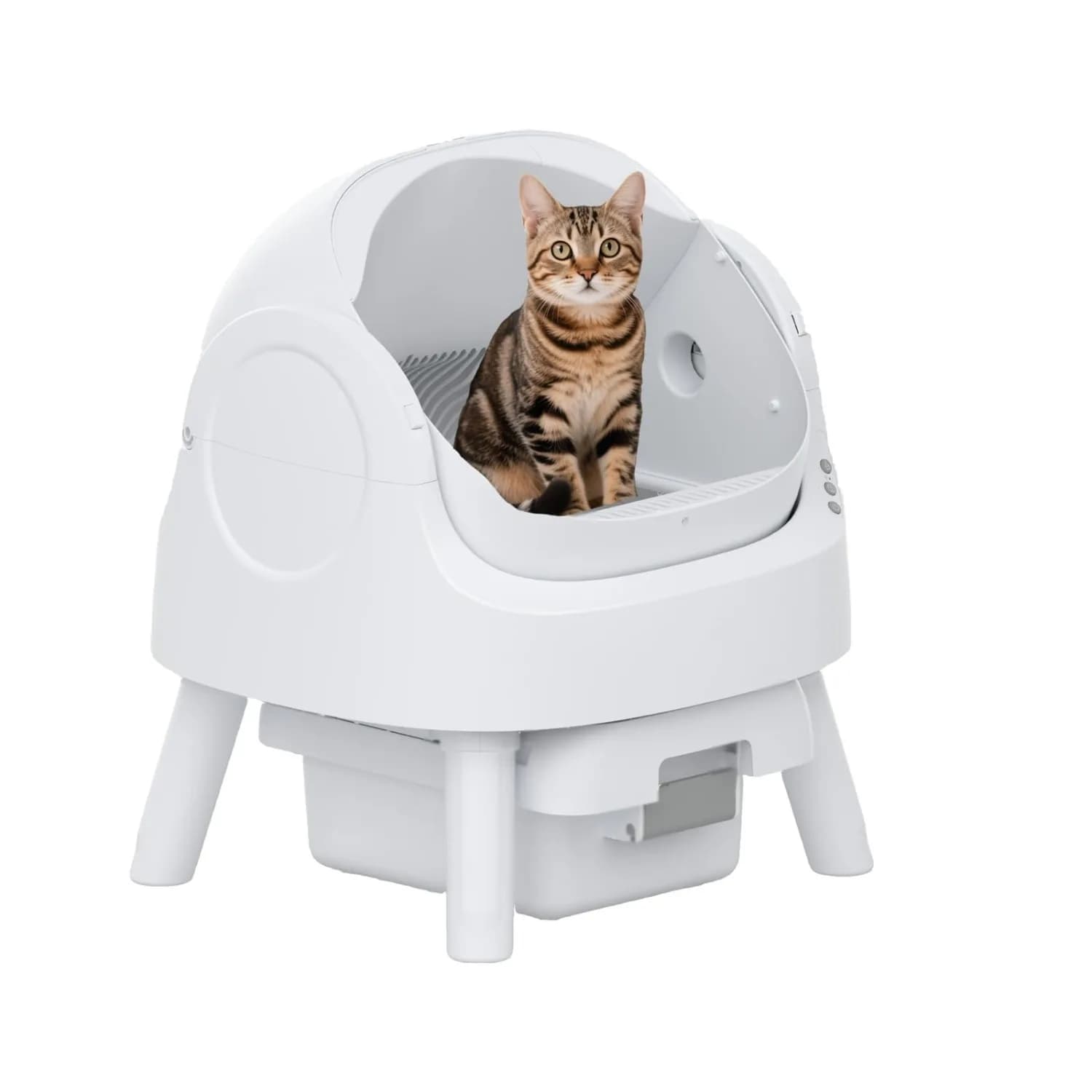 Self Cleaning Litter Box, Large Capacity Automatic Cat Litter Box for Multiple Cats, White