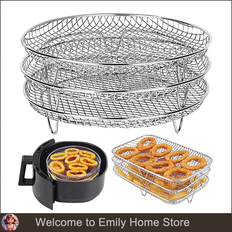 Griglia per friggitrice ad aria a 3 strati in acciaio inossidabile Griglia per griglia impilabile Airfryer Forno Grill Fornello a vapore Accessori da cucina Cottura