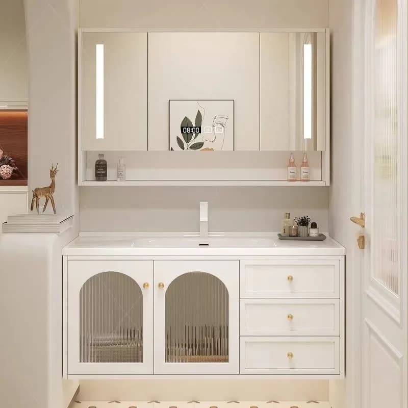 Rustic Classic Bathroom Cabinet Modern European Smart Mirror Bathroom Cabinet Space Saving Meuble Salle De Bain Furniture Home