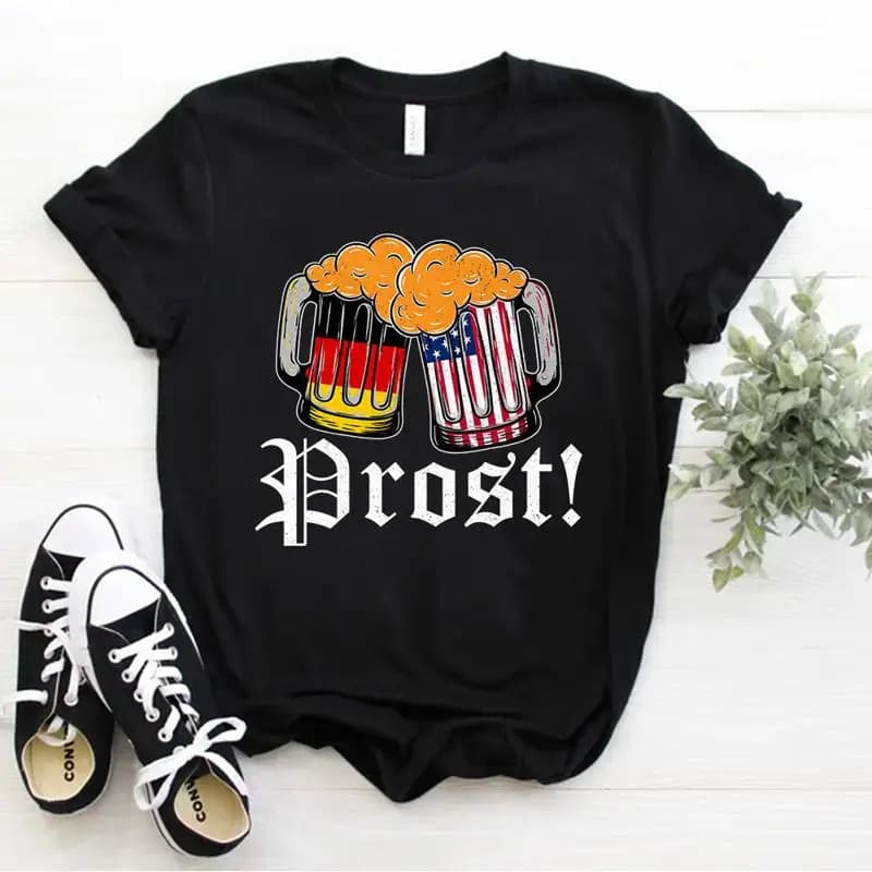 Maglietta con bandiera tedesca americana Prost Beer Maglietta da uomo con tazza dell'Oktoberfest Taglia S 5XL