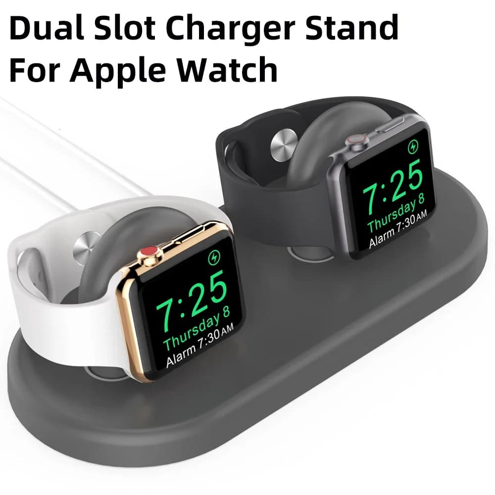 AhaStyle Dual Slots Charger Support for Apple Watch Dock Soft Silicone Anti-scratch Charger for IWatch for Airpods Base