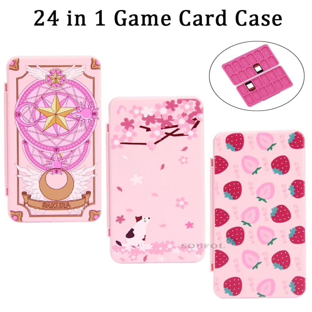 24 in 1 cute magnetic card case for NS Switch / Oled / Lite Cartoon TF SD Card Protective Case Accessories