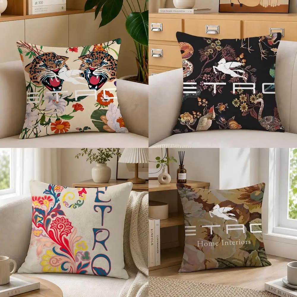 Brand E-ETRO Cushion Cover PillowcaseThrow Pillowcase Outdoor Sofa Home Bed Decoration Cushion Cover