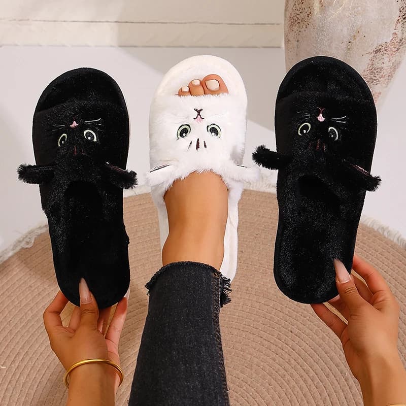 Slippers Casual Soft Women's Slippers, Home Slippers with Cat Carton, Luxury Shoes Signed for Girls, Elegant Indoor slippers Spring Autumn with Soft Sole