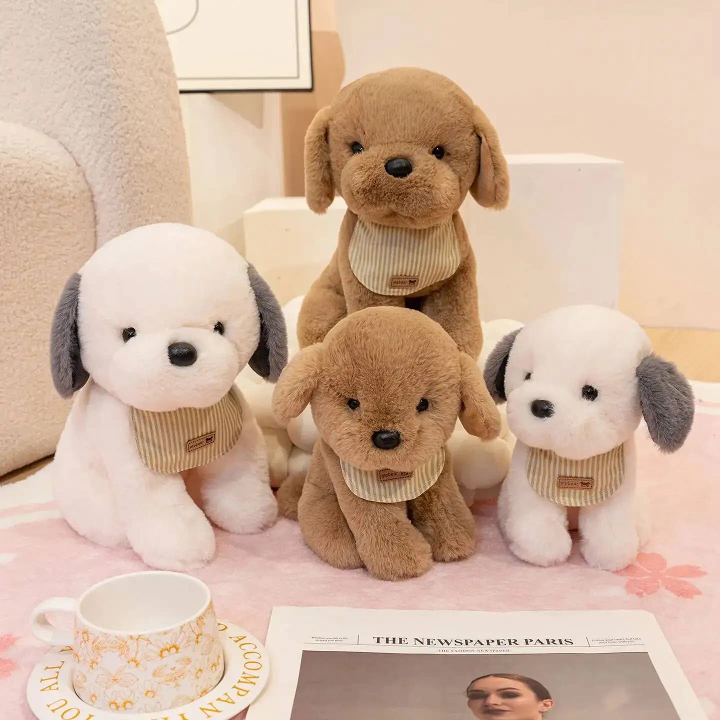 Peluche cane peluche ripiene cartone animato bavaglino cucciolo morbido cuscino bambole per animali domestici bambini ragazzi ragazze bel regalo di compleanno decorazione della stanza Kawaii