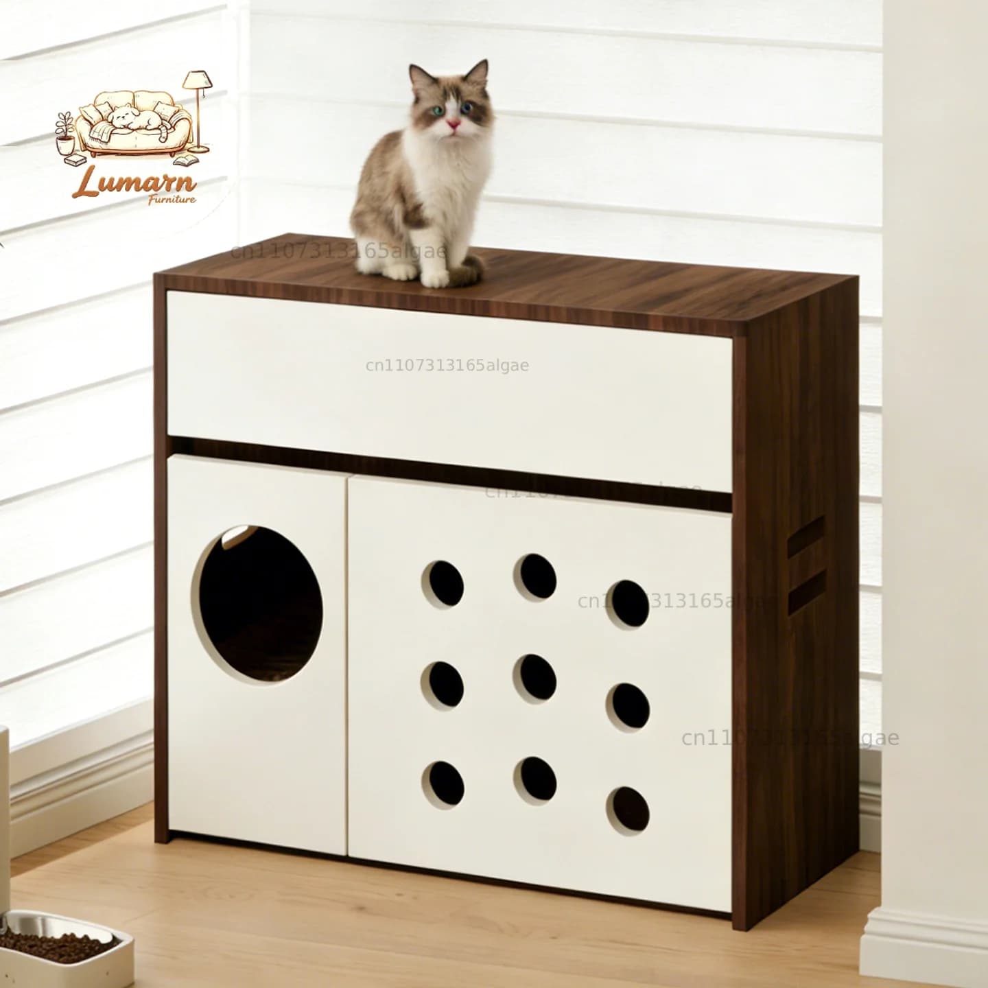 Storage cat litter box cat toilet solid wood storage cabinet deodorant fully