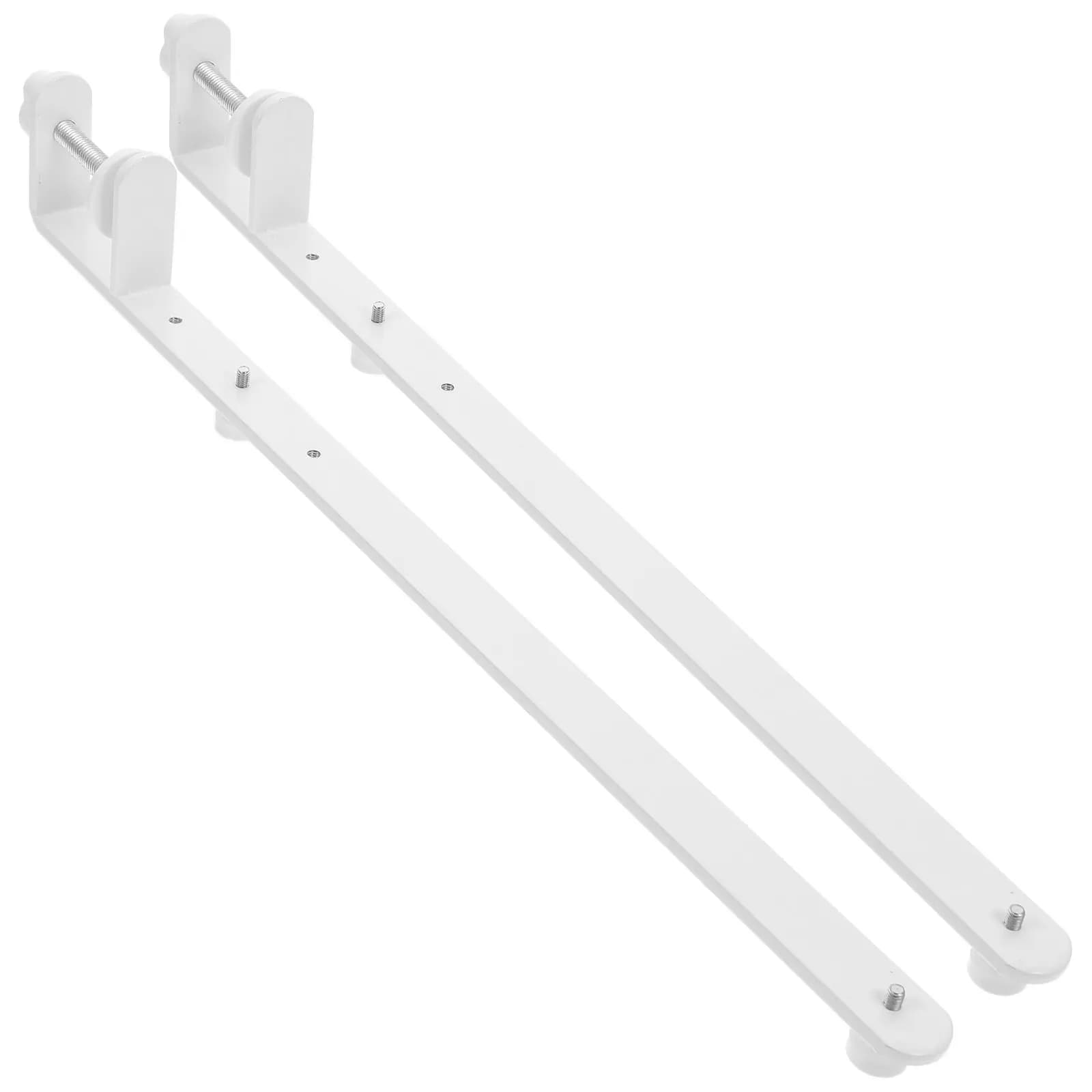 2Pcs Adjustable Over Table Rod Stand Pegboard Brackets Height Adjustable Desk Organizer Tool Holder White Folding Shelf Bracket