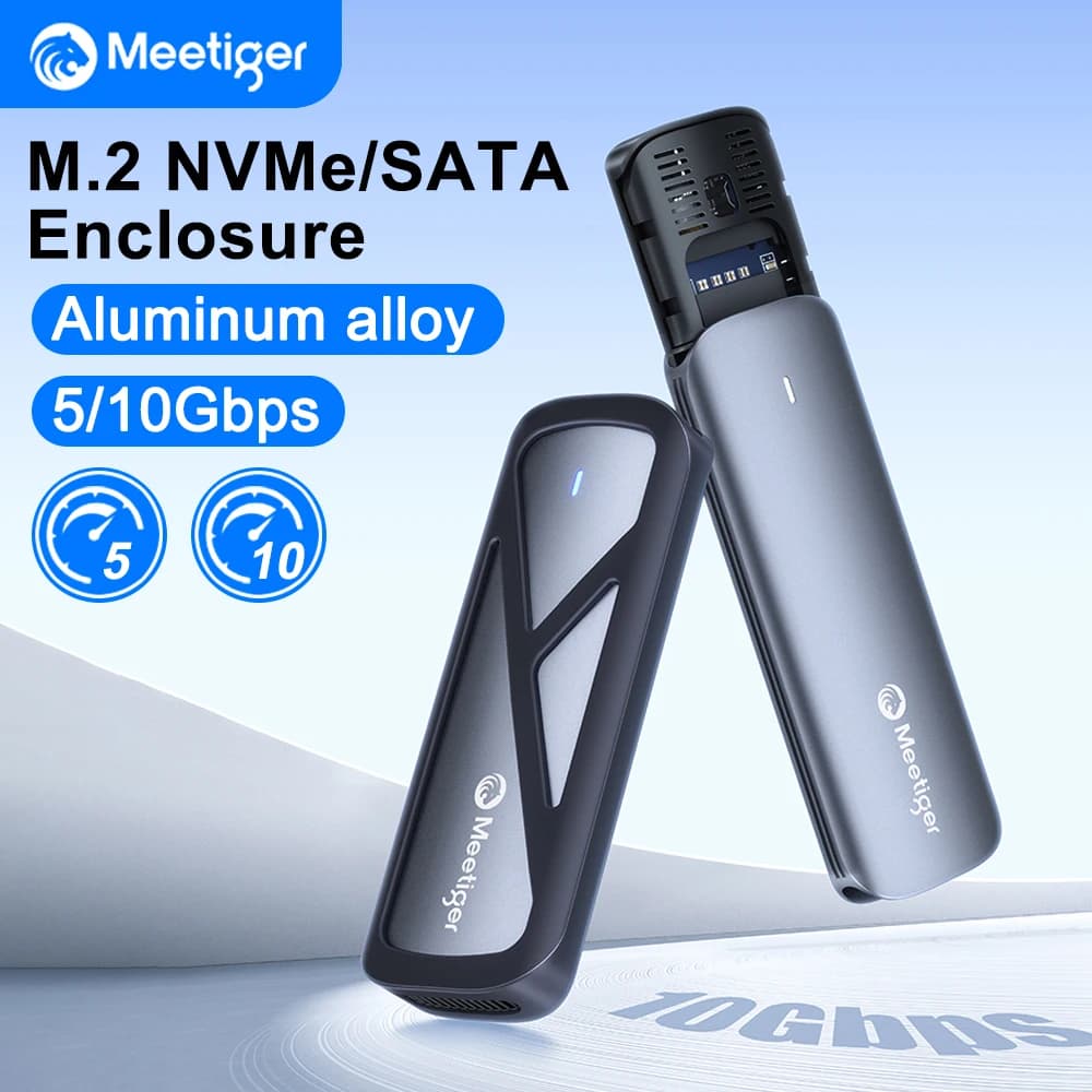 Custodia SSD Meetiger M.2 NVMe Custodia esterna da 5/10 Gbps per M.2 NVMe NGFF SATA SSD Adattatore Custodia per disco rigido esterno gratuita