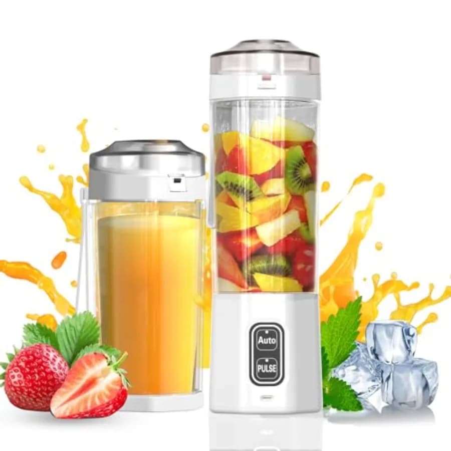 Frullatore Portatile 360 Watt con Modalità Pulse per Frullati e Smoothie, Batteria 6000mAh Senza BPA, Bicchiere da 24 Oz con 6 Lame