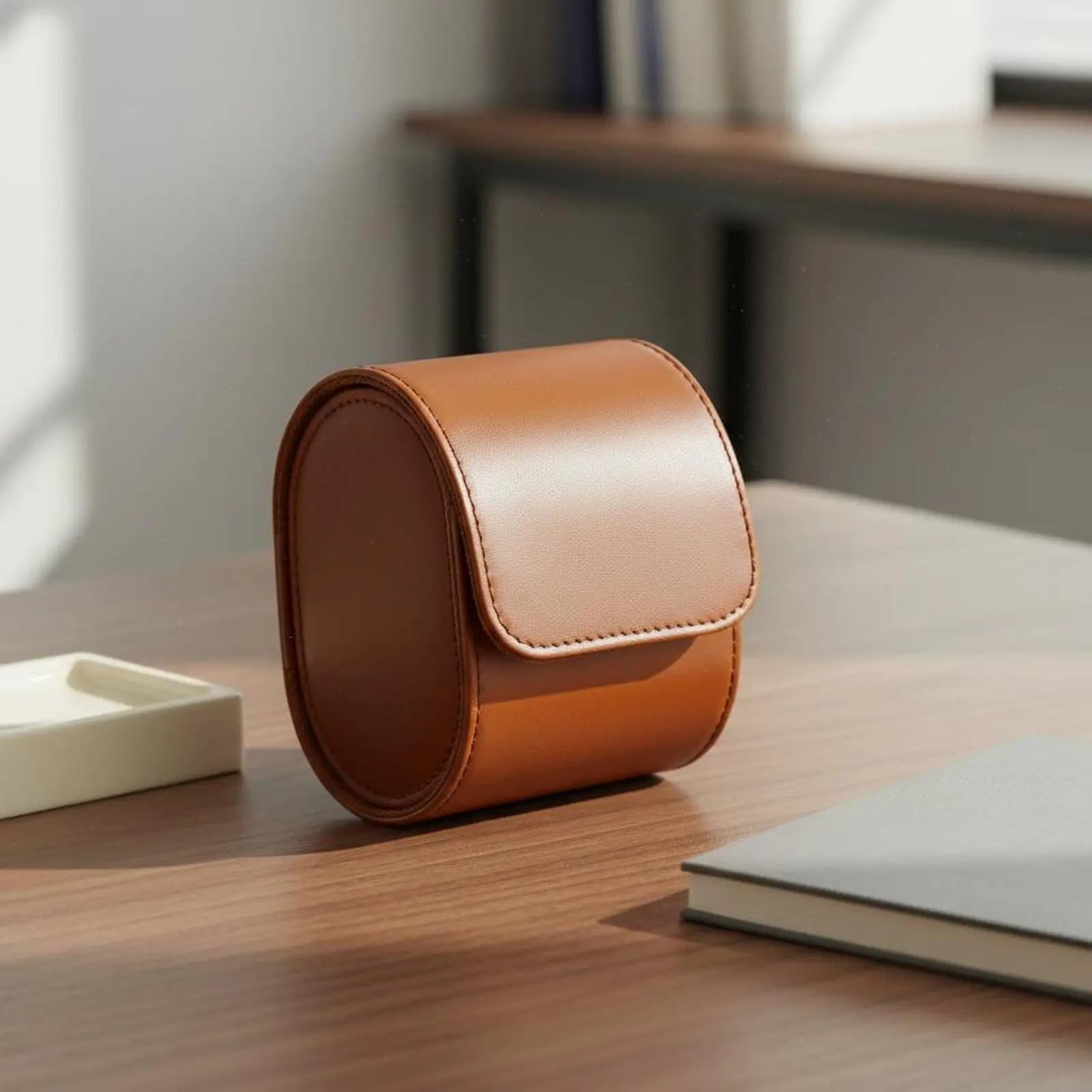 Premium PU Leather Watch Box with Soft Velvet Pillow for Bracelet Ring Storage Home or Travel