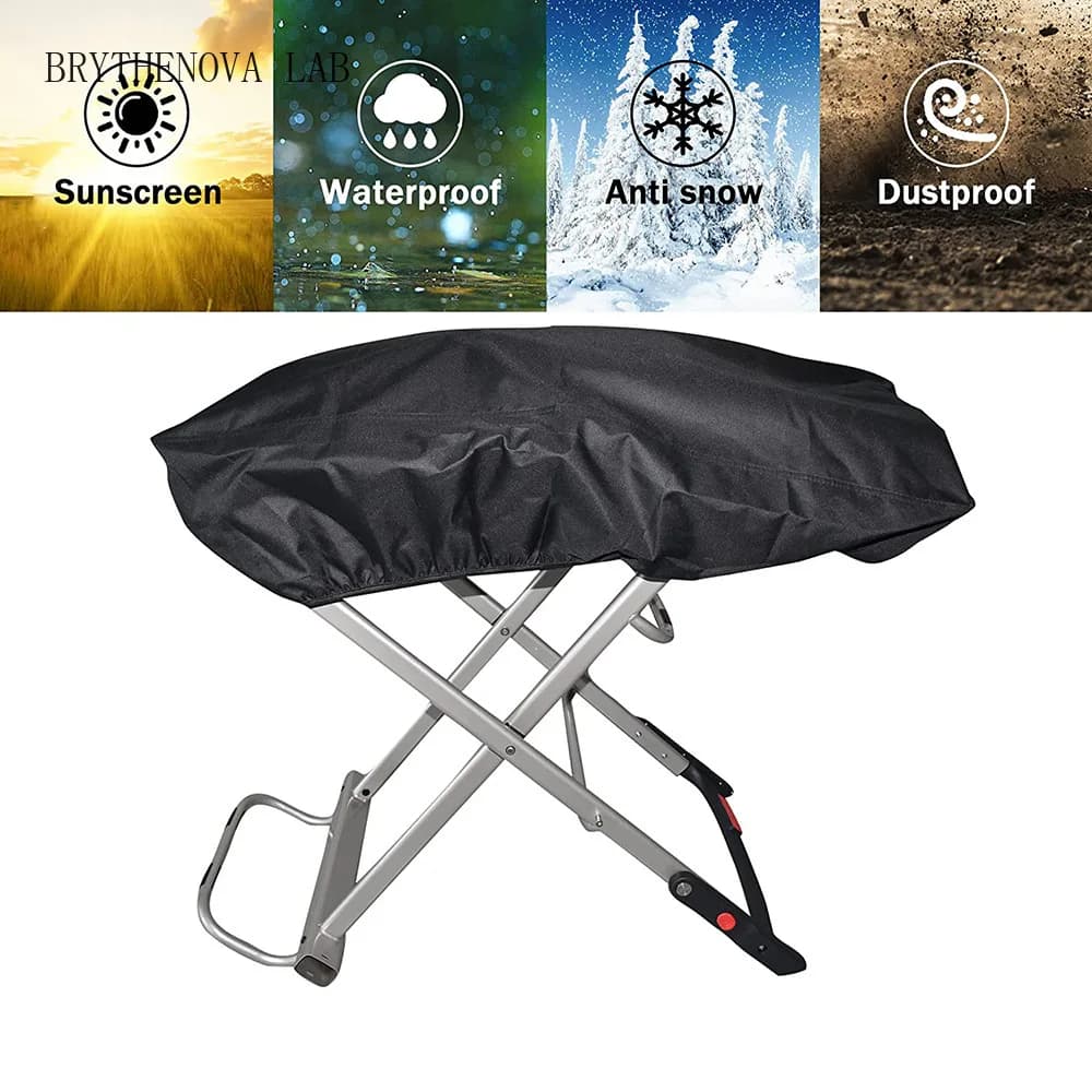 Outdoor 210D Oxford Cloth Barbecue Cover, Portable Gas BBQ Stove Cover, Baking Adjustable Tray Cover Waterproof Dust Grill Cover
