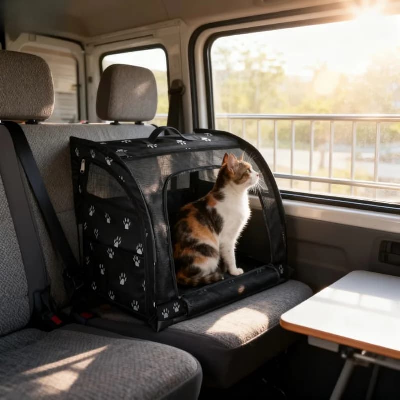 Foldable Breathable Cat Carrier, Pet Car Safety Seat for Cats