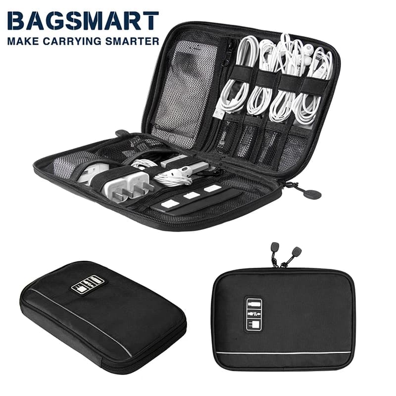 BAGSMART Organizzatore elettronico Custodia da viaggio Borsa organizer per cavi per elementi essenziali da viaggio Organizzatore tecnologico per scheda SD Power Bank per telefono