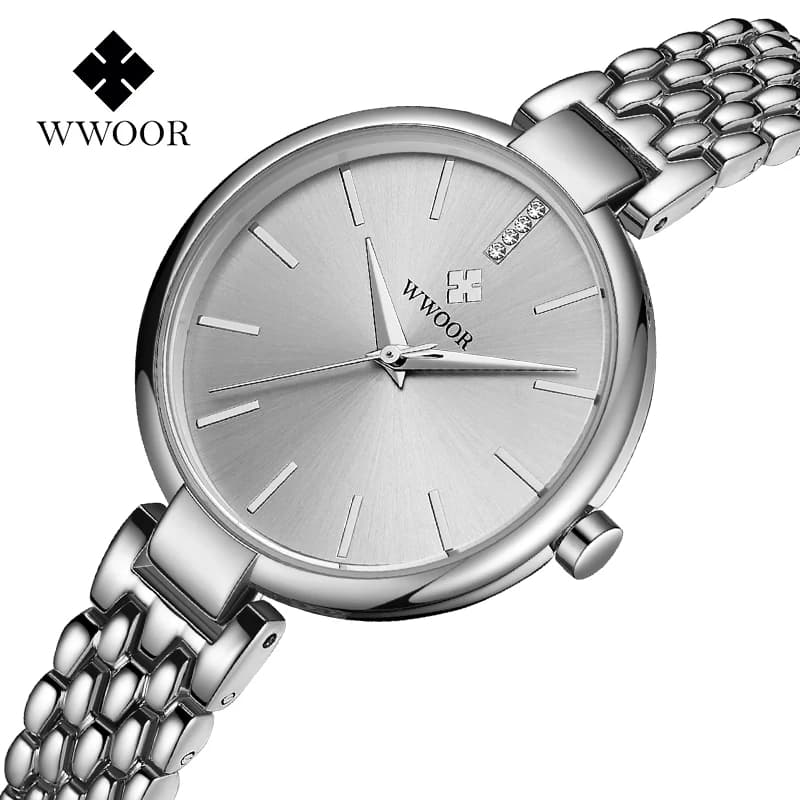 WWOOR Nuovo Top Luxury Brand Orologio da donna Semplice abito elegante Bracciale al quarzo Orologi da polso Orologio da donna Montre Femme