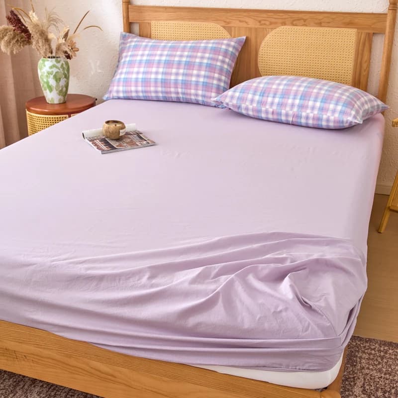 1 Pezzo Lenzuolo con Angoli in Cotone 100% Tinta Unita per Letto Singolo/Matrimoniale/Queen/King (Federa non inclusa)