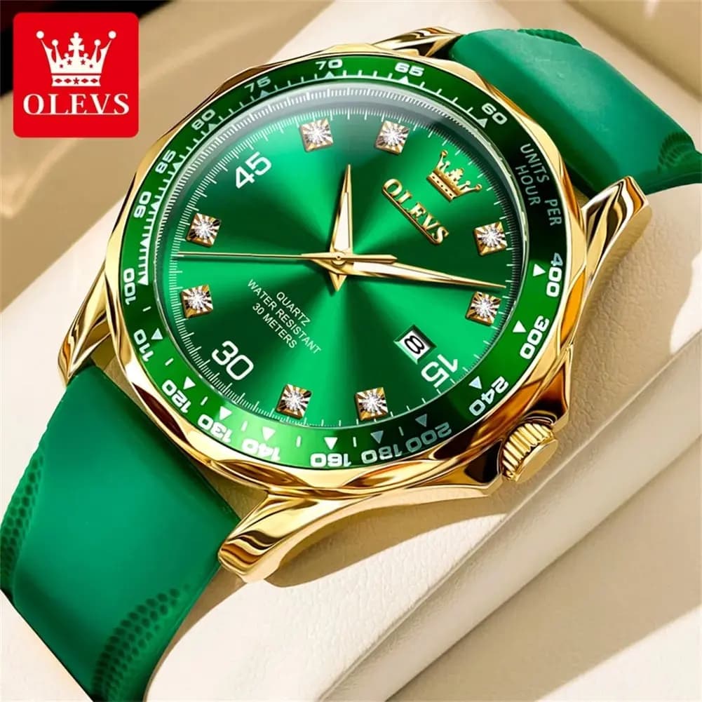 OLEVS Quartz watch with silicone strap for men Fashion diver series Luxury original men's wristwatch of the best brands Automatic watch with date