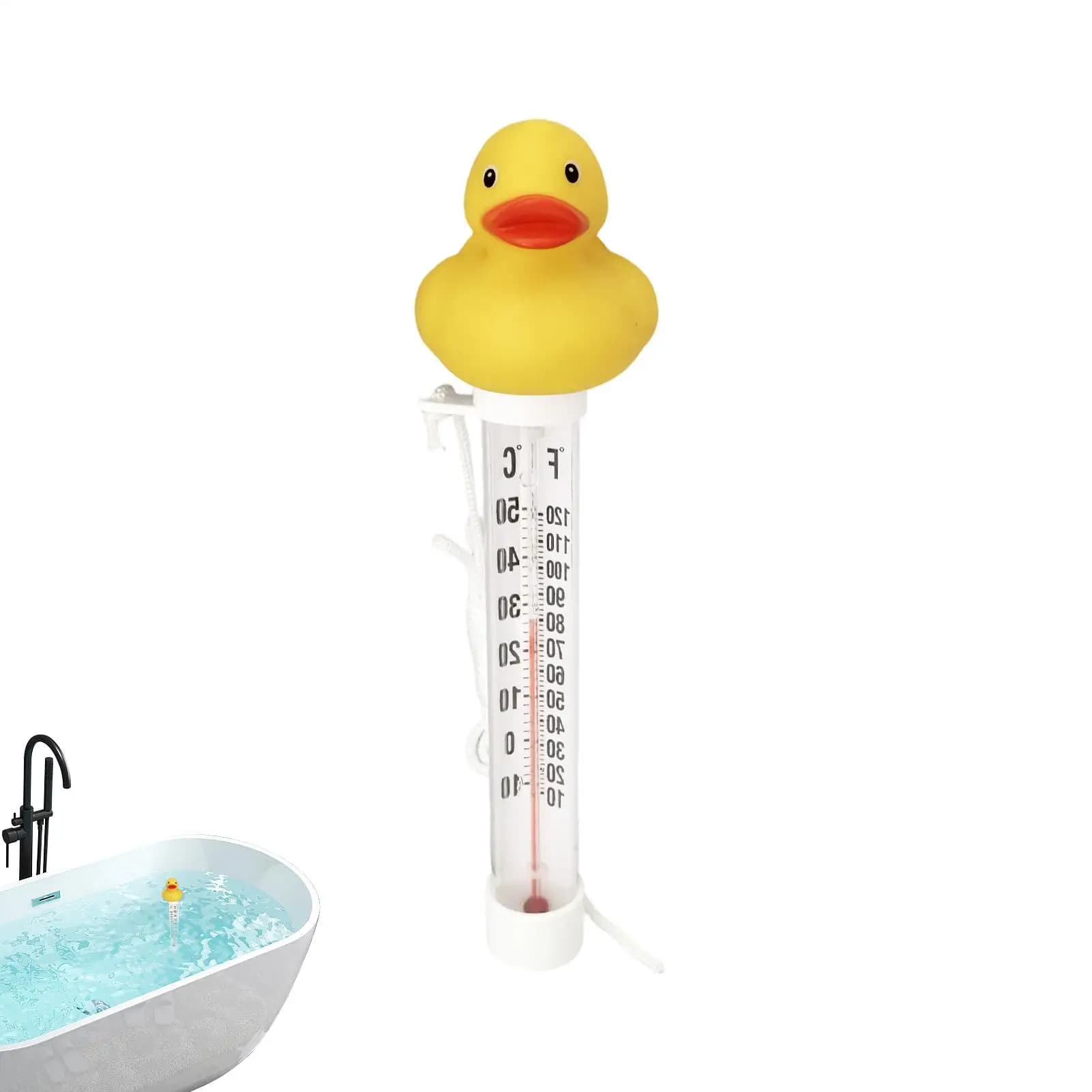 Duck Shape Floating Pool Thermometer Accurate Water Temperature Gauge Monitor With Rope For Spa Hot Tub Fish Pond Aquarium