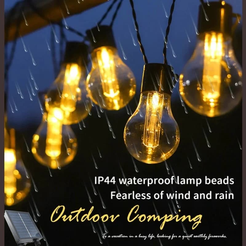 5/8/10m LED lampadina solare string outdoor strip light patio bubble ball hanging light impermeabile Xmas party garden decor fairy light