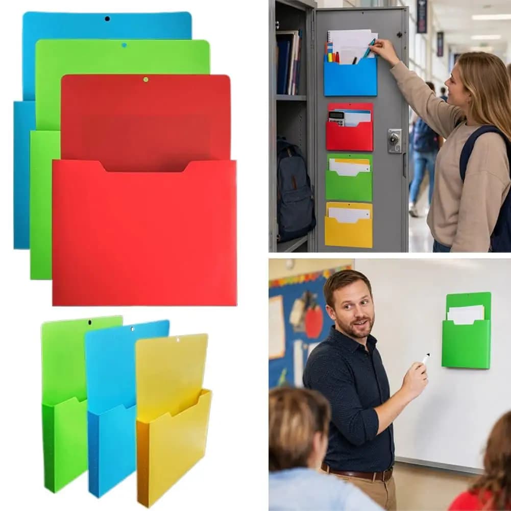 Magnetic Wall Mount File Holder Box Strong Magnet Document Organizer for Office Home School No-Drill Document File Storage