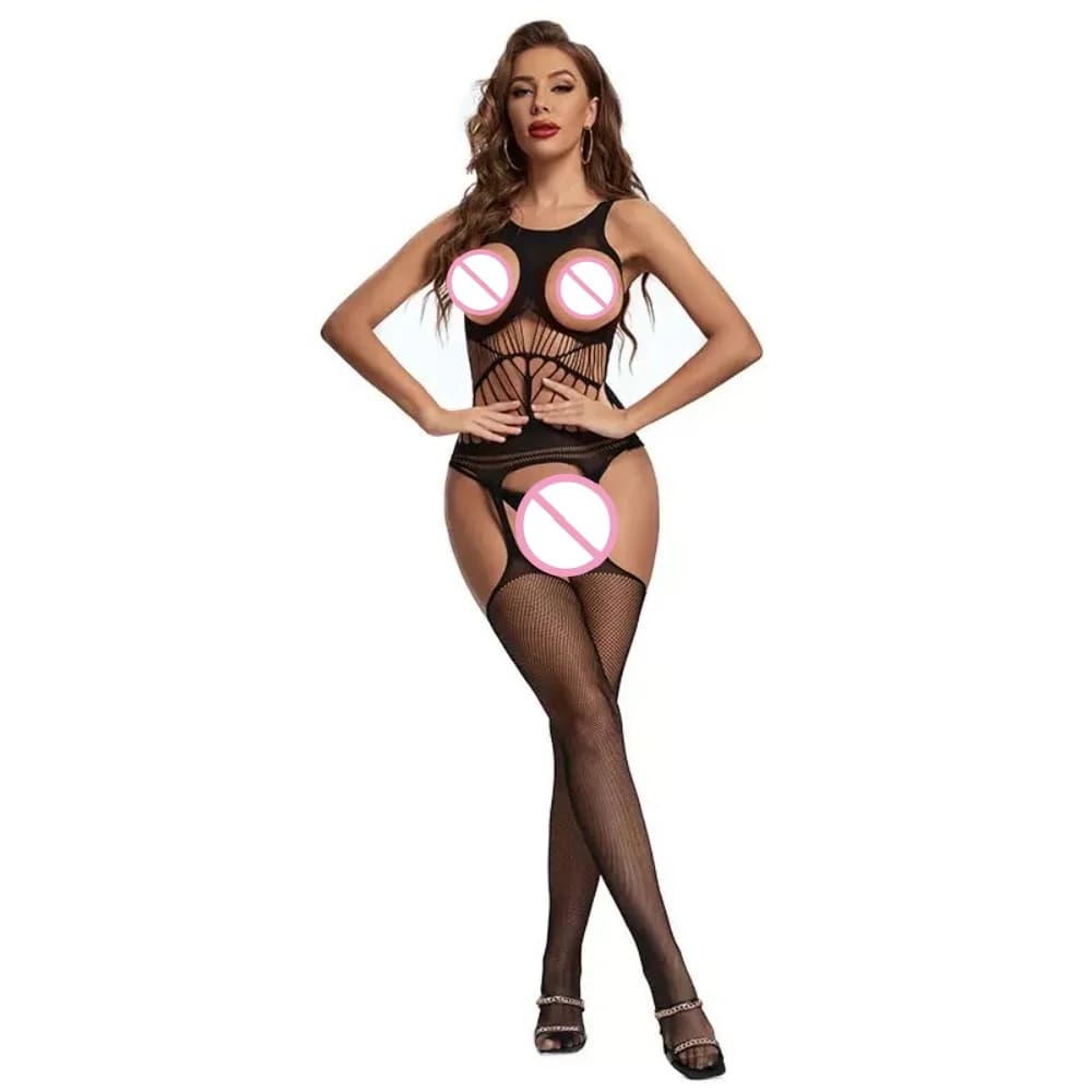 Crotchless Bodysuits Transparent Bodystocking Sex Bold Suit Open Bra Outfits Erotic Costumes Sexy Fishnet Lingerie
