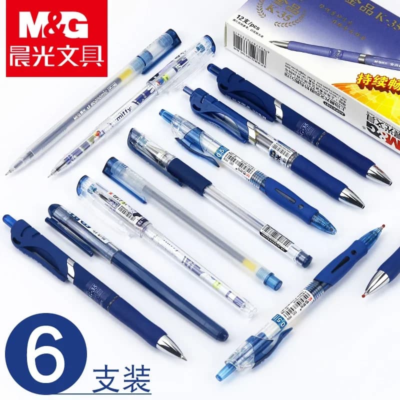 6PCS M&G Doctor Penna gel graduata Blu Nero 0,5/0,38mm Penna firma materiale scolastico kawaii