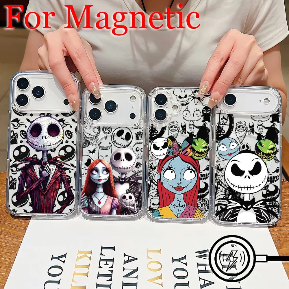 HOT The Nightmare before Christmas Magnetic Phone Case for iPhone 17 16 15 14 13 12 11 8 7 Air Plus Pro Max Soft Clear Tpu Cover