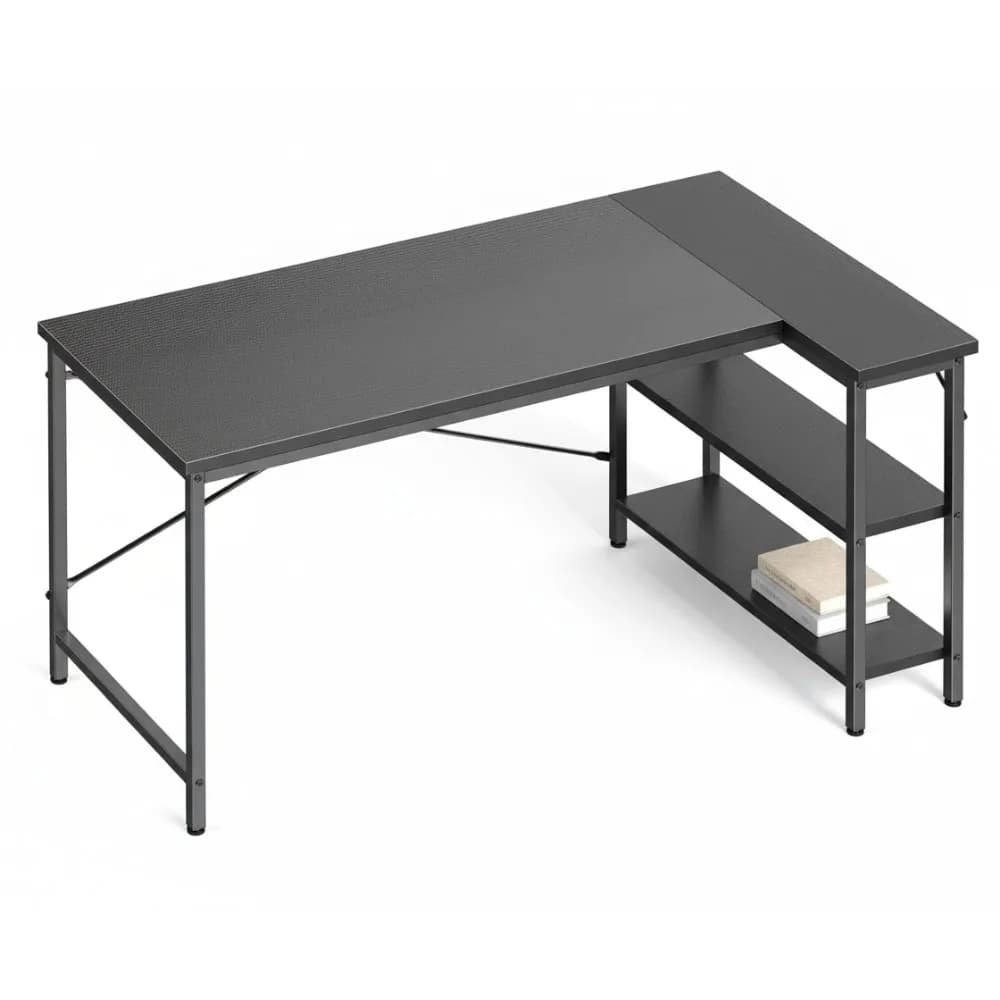 Scrivania da gioco a forma di L Tavolo da computer ad angolo da 47 pollici con ripiani reversibili per lo studio dell'home office