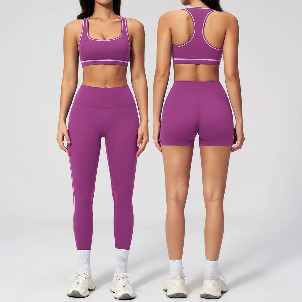 Set Yoga 2 Pezzi, Abbigliamento Sportivo da Donna, Tuta da Allenamento, Leggings a Vita Alta, Completo Fitness, Tuta Sportiva