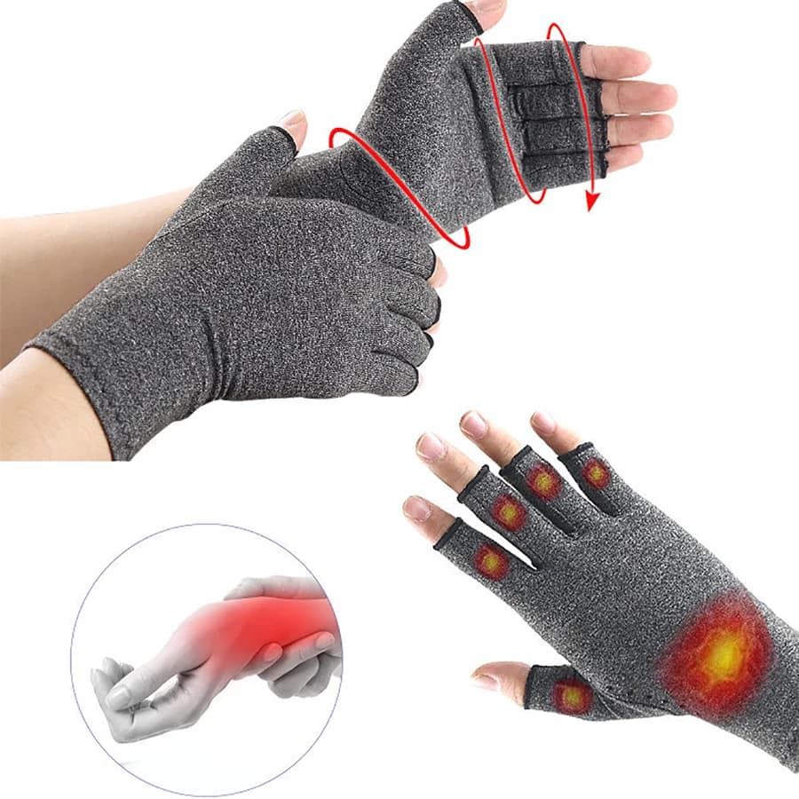 Guanti a Compressione Senza Dita per Artrite, Supporto per Polso, Terapia per Dolori Articolari, Allevia il Disagio alle Mani Durante Ciclismo e Digitazione