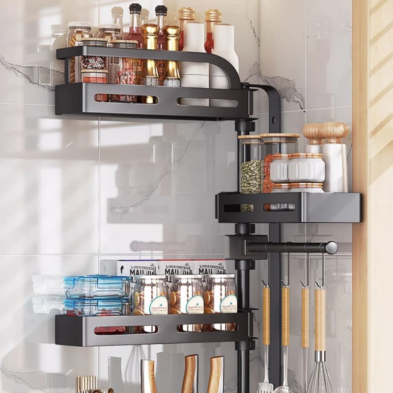 New Kitchen Storage Rack Door Knives Rotating Wall Knives No Punch Condiments Bottle Holders for Dressing