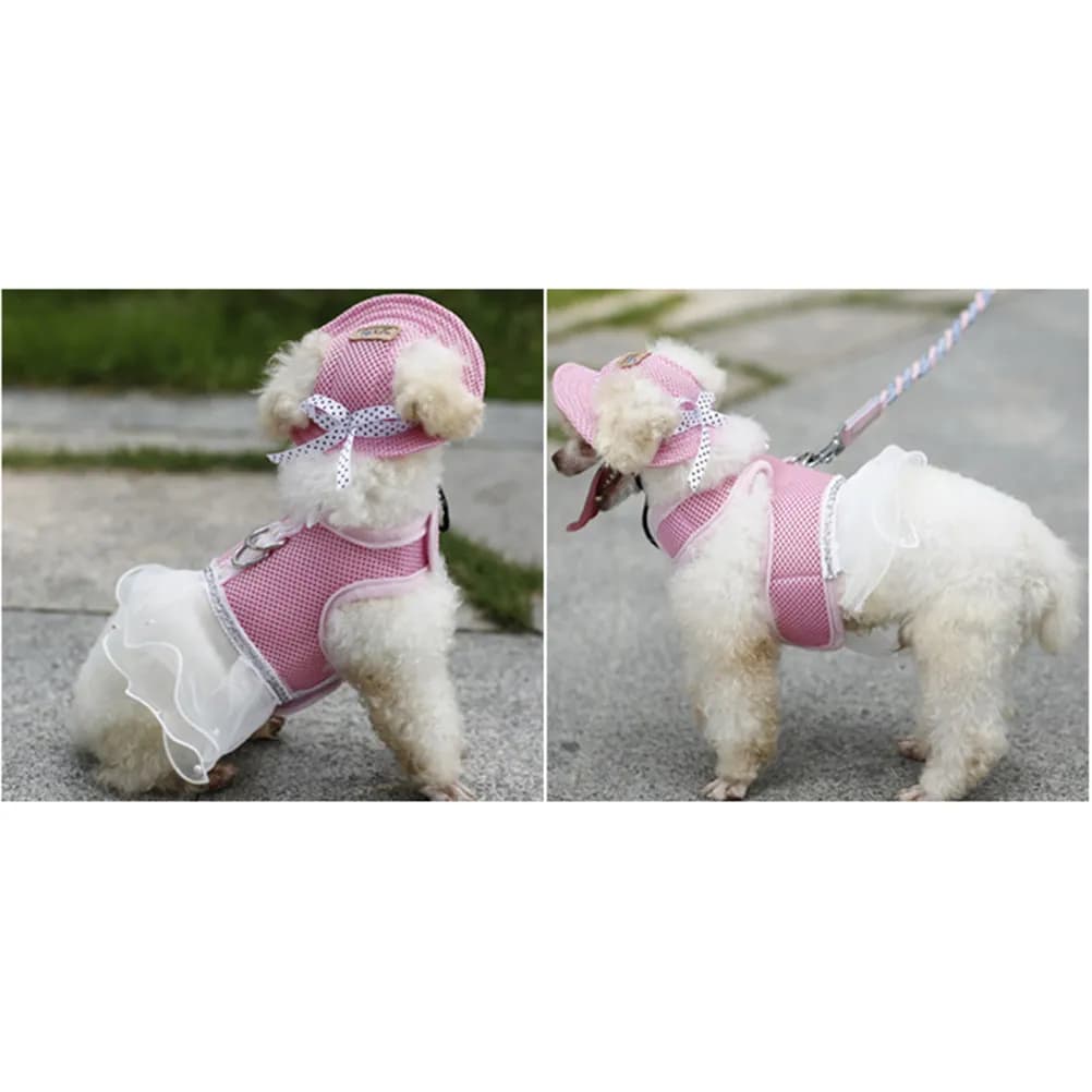 Vestito per Cuccioli Taglia M Rosa in Tessuto a Rete Traspirante con Chiusura ad Anello a D Facile da Indossare e Togliere Comodo