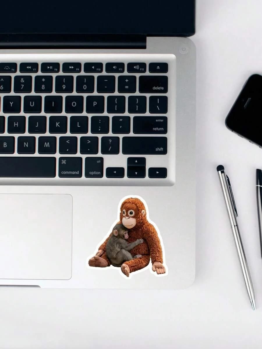 1pcs/ Monkey Punch Sticker - "Monday Mood" Sticker For Kindle & Laptop, Kawaii Animal Meme Gift