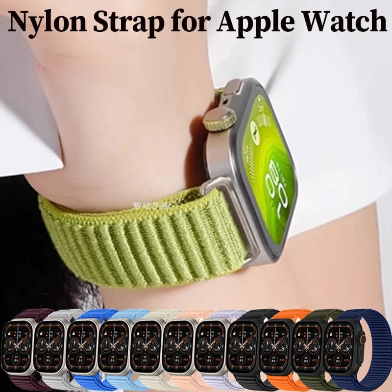 Nylon Braid Strap for Apple Watch Band Ultra 49mm 46 45 41 42mm 44 40mm Woven Bracelet for Iwatch Series11 10 9 8 7 6 SE 5 4 3 2