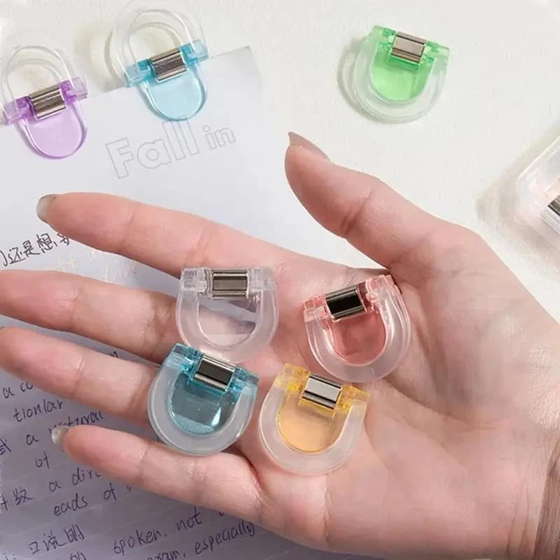 8/10Pcs Transparent Book Label Clip Strong Clip Plastic Page Holder Clip Mini Size Colorful Invisible Leg Shortening Clip