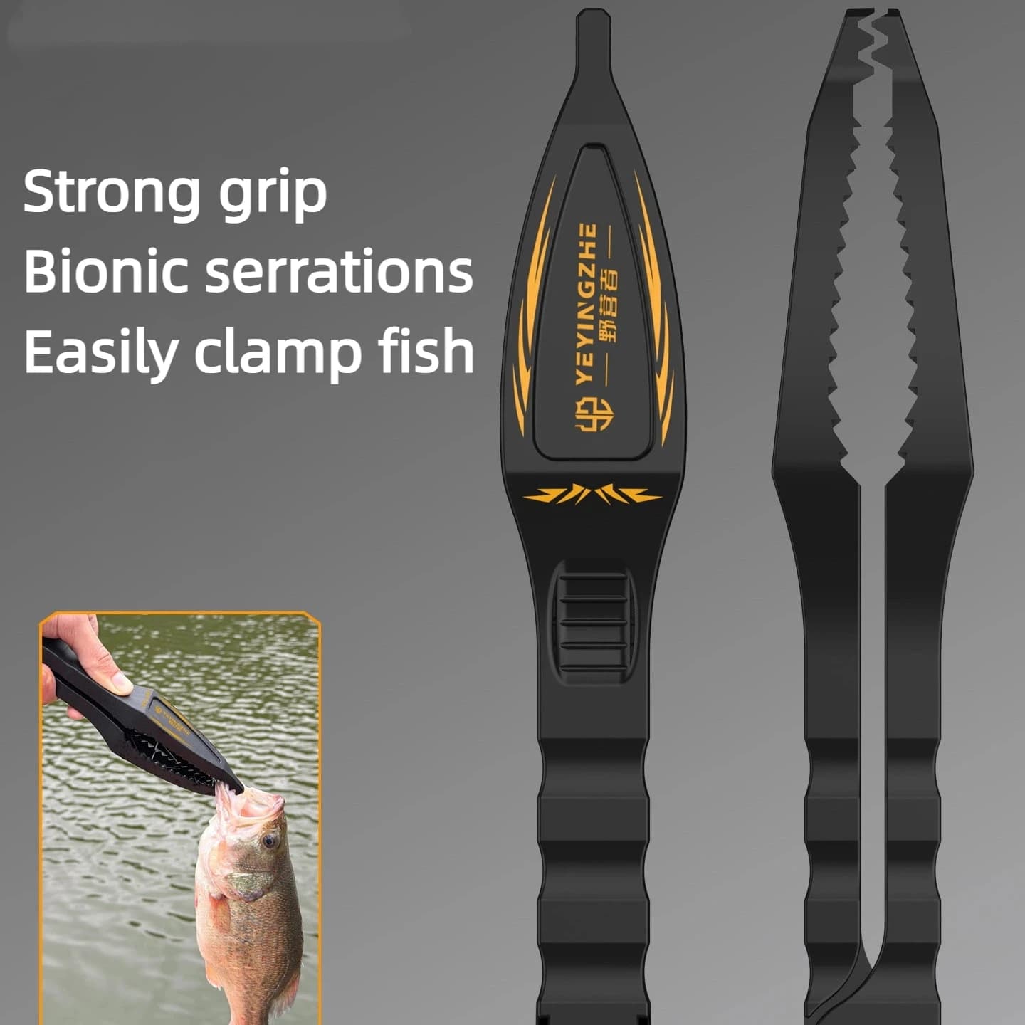 Pinza da pesca galleggiante per la presa e il rilascio di pesci, con funzione di bilancia, estrattore di ami e pinza per la bocca del pesce, per pescatori