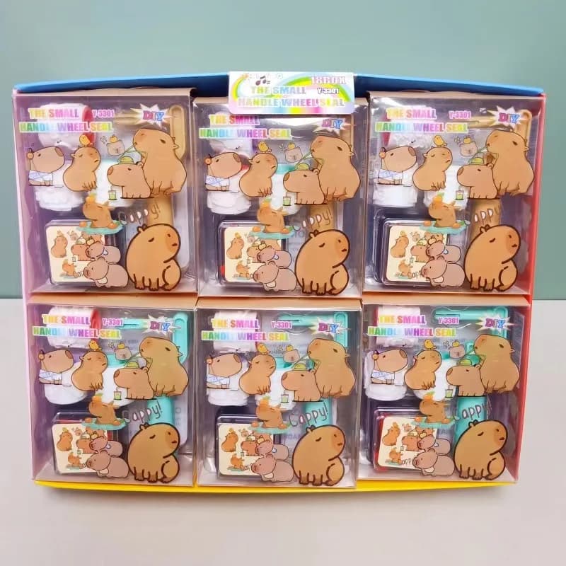 1Pcs Capybara Animal Pattern Rolling Stamp DIY Creative Seal Graffiti Handbook DIY Roller Decoration Stationery Art Supplies