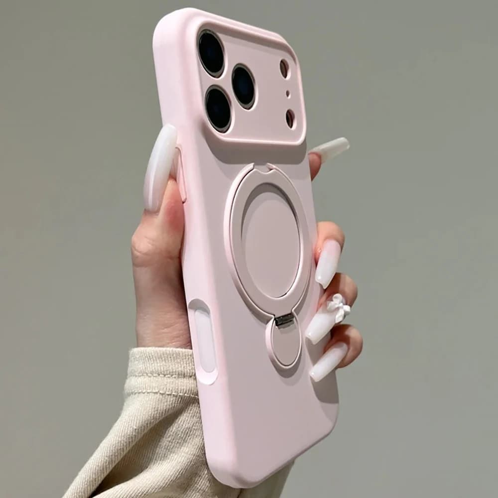 Luxury Magnetic Fold Stand Phone Case for iPhone 17 16 15 14 13 Pro Max 17 Pro 16 Pro Liquid Silicone Bumper Shockproof Cover