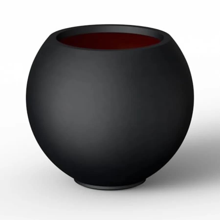 Vaso per Fiori in Cemento Rotondo, Diametro 19,3 Pollici, Forma Sferica con Foro di Drenaggio e Tappo in Gomma per Piante da Interno ed Esterno, Nero
